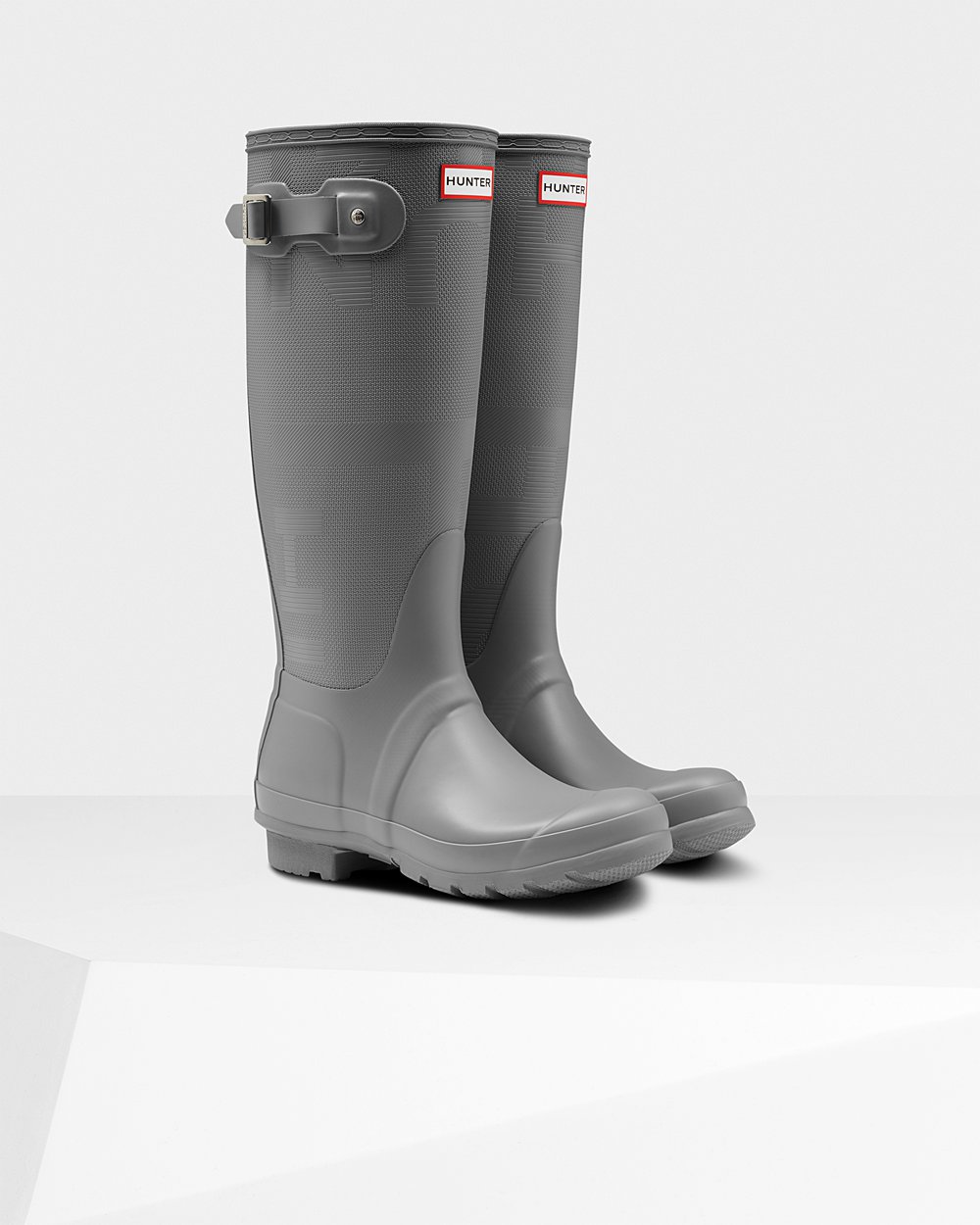 Women Hunter Original Exploded Logo Texture | Tall Rain Boots Grey | NZ-98351-JARU